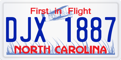 NC license plate DJX1887