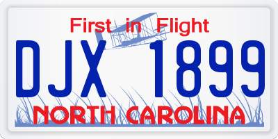 NC license plate DJX1899