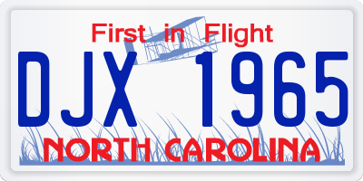 NC license plate DJX1965
