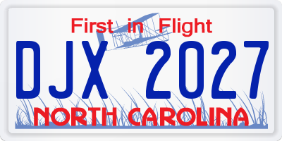 NC license plate DJX2027