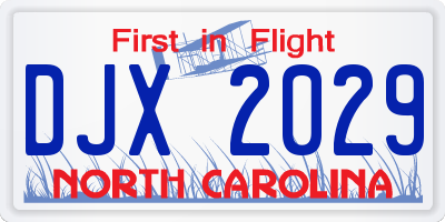 NC license plate DJX2029
