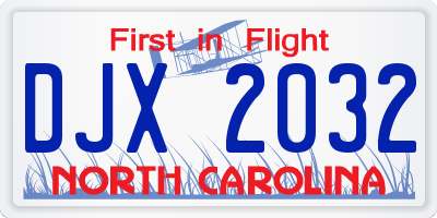 NC license plate DJX2032