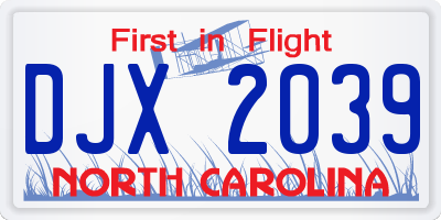 NC license plate DJX2039