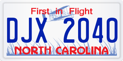 NC license plate DJX2040