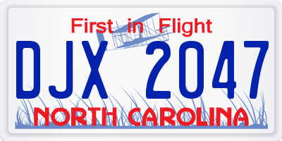 NC license plate DJX2047