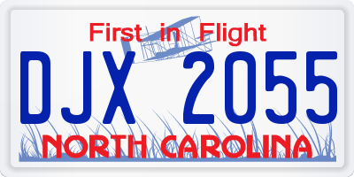 NC license plate DJX2055
