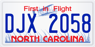 NC license plate DJX2058