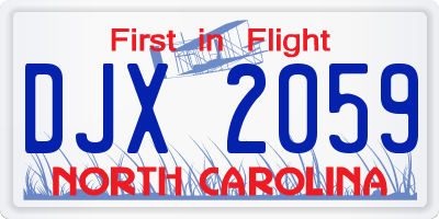 NC license plate DJX2059