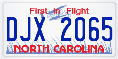 NC license plate DJX2065