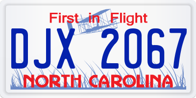 NC license plate DJX2067