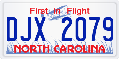 NC license plate DJX2079