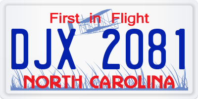 NC license plate DJX2081