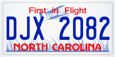 NC license plate DJX2082