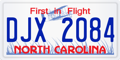 NC license plate DJX2084
