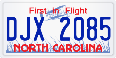 NC license plate DJX2085