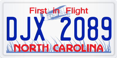 NC license plate DJX2089