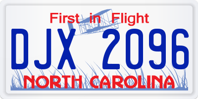 NC license plate DJX2096