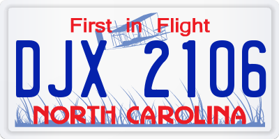 NC license plate DJX2106