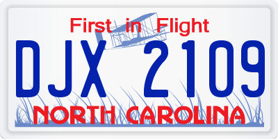 NC license plate DJX2109