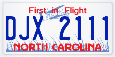 NC license plate DJX2111