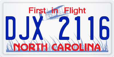 NC license plate DJX2116