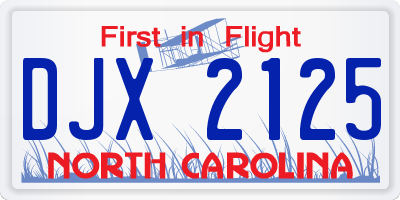 NC license plate DJX2125