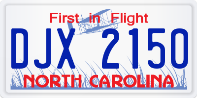NC license plate DJX2150