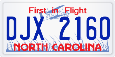 NC license plate DJX2160