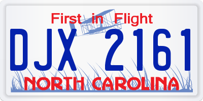 NC license plate DJX2161