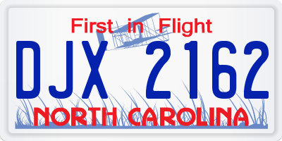 NC license plate DJX2162