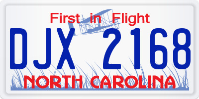 NC license plate DJX2168