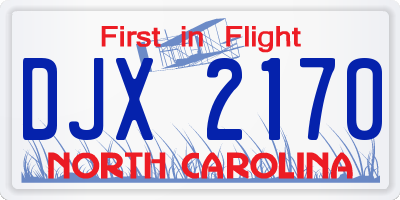 NC license plate DJX2170