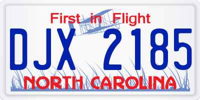 NC license plate DJX2185