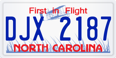 NC license plate DJX2187