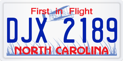 NC license plate DJX2189