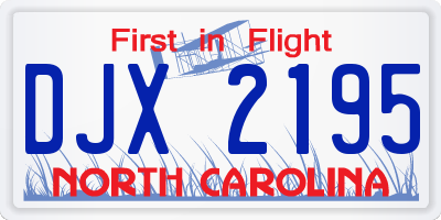 NC license plate DJX2195