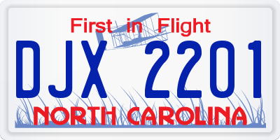 NC license plate DJX2201