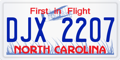 NC license plate DJX2207