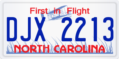 NC license plate DJX2213