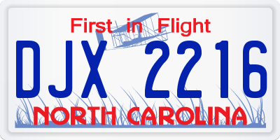 NC license plate DJX2216