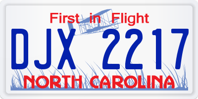 NC license plate DJX2217