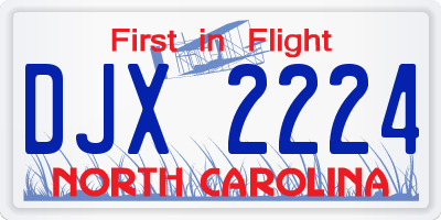 NC license plate DJX2224