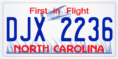NC license plate DJX2236