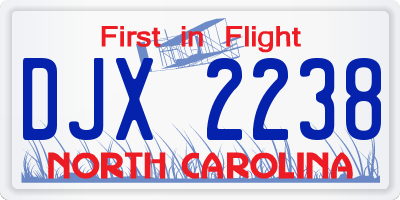 NC license plate DJX2238