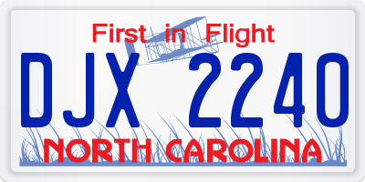 NC license plate DJX2240