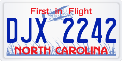 NC license plate DJX2242