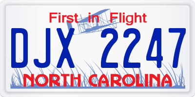 NC license plate DJX2247