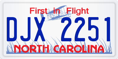 NC license plate DJX2251
