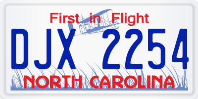 NC license plate DJX2254
