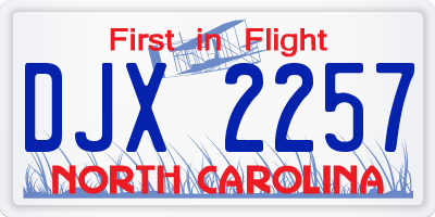 NC license plate DJX2257